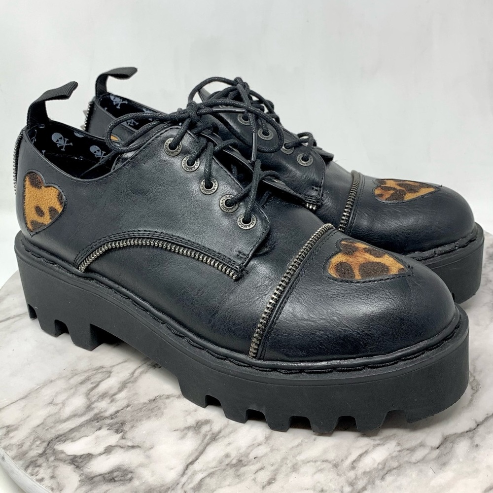 LAMODA Leopard Unmatched Love Chunky Gibson Oxfords 9 Vegan Goth Alt Punk Edgy